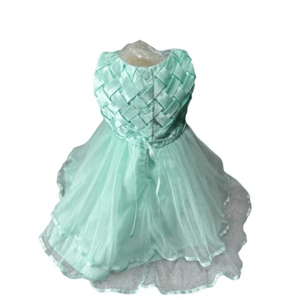 Toddler Girl 12M Mint Green Formal Tulle Dress Rhinestone Flower Girl Easter